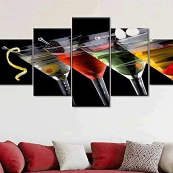 Modern Cocktail Canvas Wall Art - 5 pieces - Picture 2 of 2